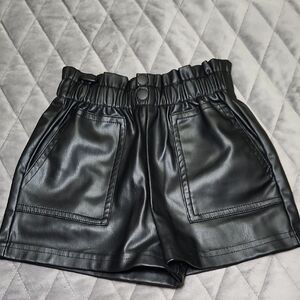 Zara Kids Black Faux Leather Shorts